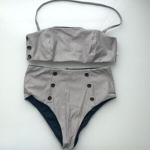 AMAIO SWIM Tallis Side Button Bandeau Bikini Set size Small